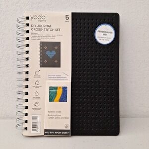 Brand New DIY Yoobi Evolve Journal 7"x9" Cross Stitch Set Heather Black Felt